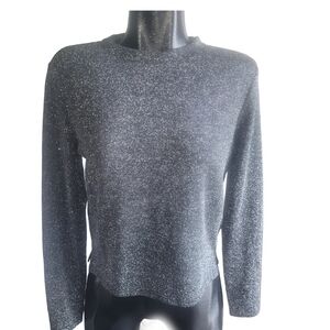 Divided By H&M Black Silver Shimmery Long Sleeve Top Size XS